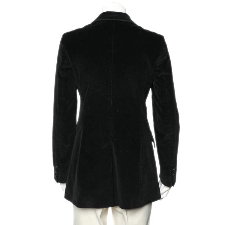 Pre Owned Weekend Max Mara Black Corduroy Button Front Blazer M