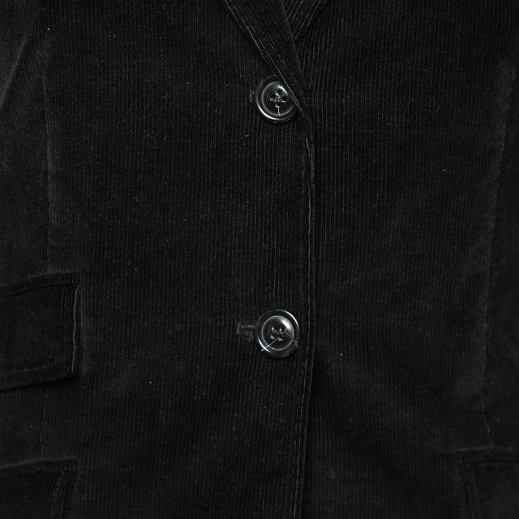 Pre Owned Weekend Max Mara Black Corduroy Button Front Blazer M