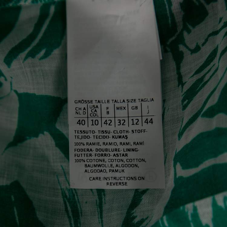 Pre Owned Weekend Max Mara White & Green Tropical Print Shirt M
