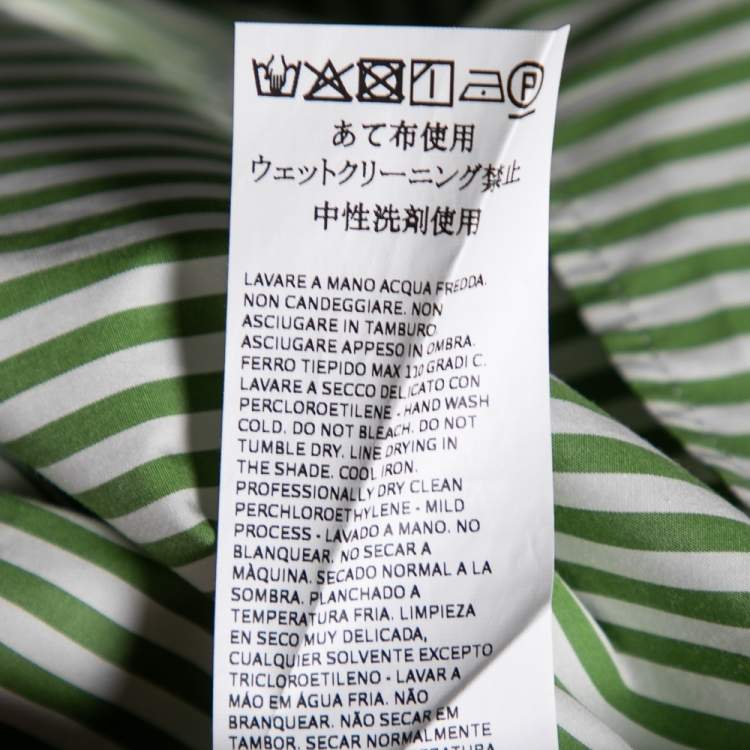 Pre Owned Weekend Max Mara White & Green Striped Cotton Embroidered Poplin Shirt XL