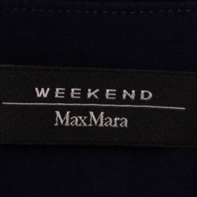 Pre Owned Weekend Max Mara Blue Floral Embroidered Cotton Wide Leg Pants L