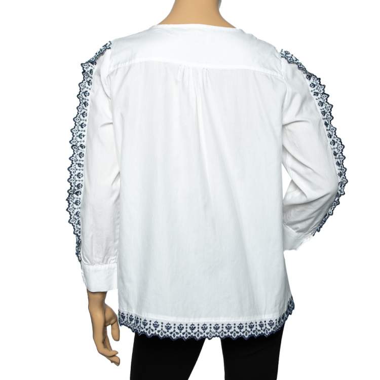 Pre Owned Weekend Max Mara White Cotton Poplin Blouse M
