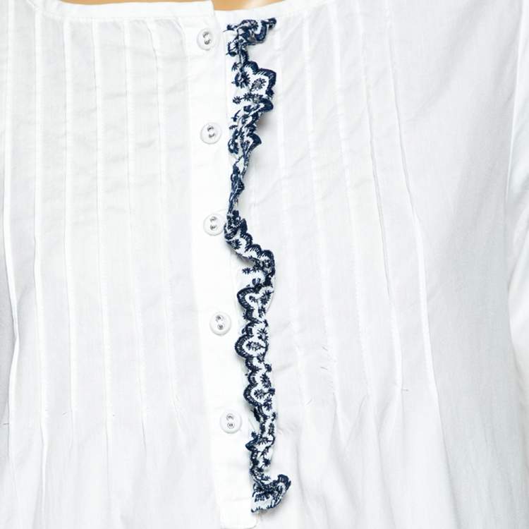 Pre Owned Weekend Max Mara White Cotton Poplin Blouse M