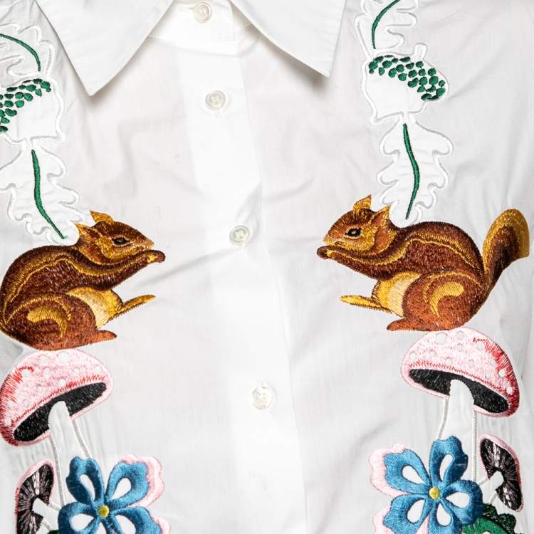 Pre Owned Weekend Max Mara White Cotton Embroidered Shirt M
