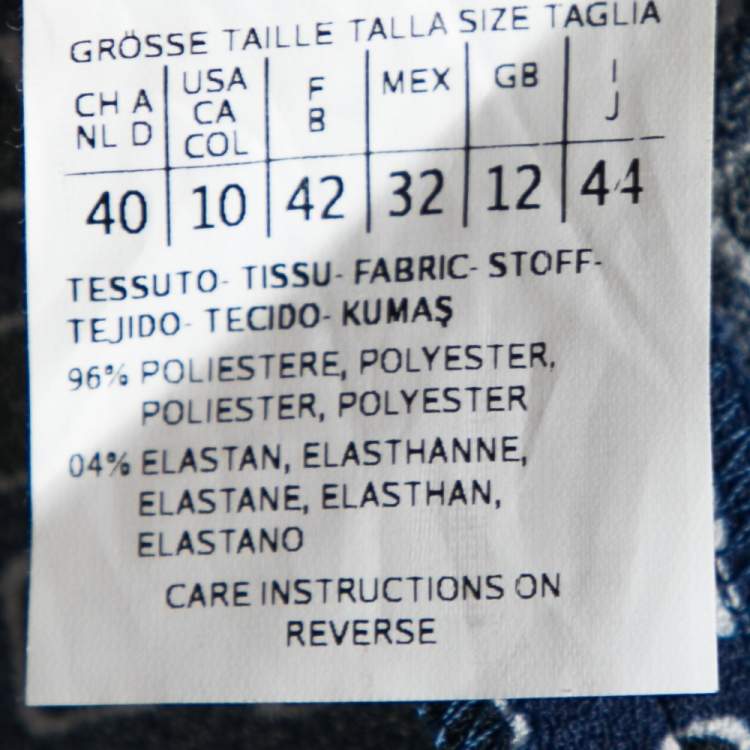 Pre Owned Weekend Max Mara Blue Printed Crepe Tailored Trousers M