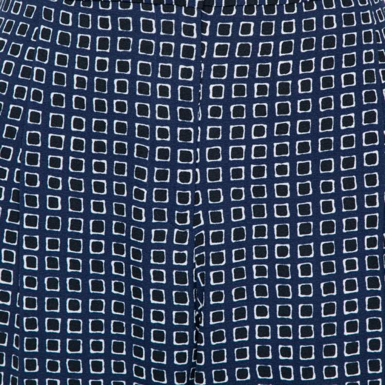 Pre Owned Weekend Max Mara Blue Printed Crepe Tailored Trousers M