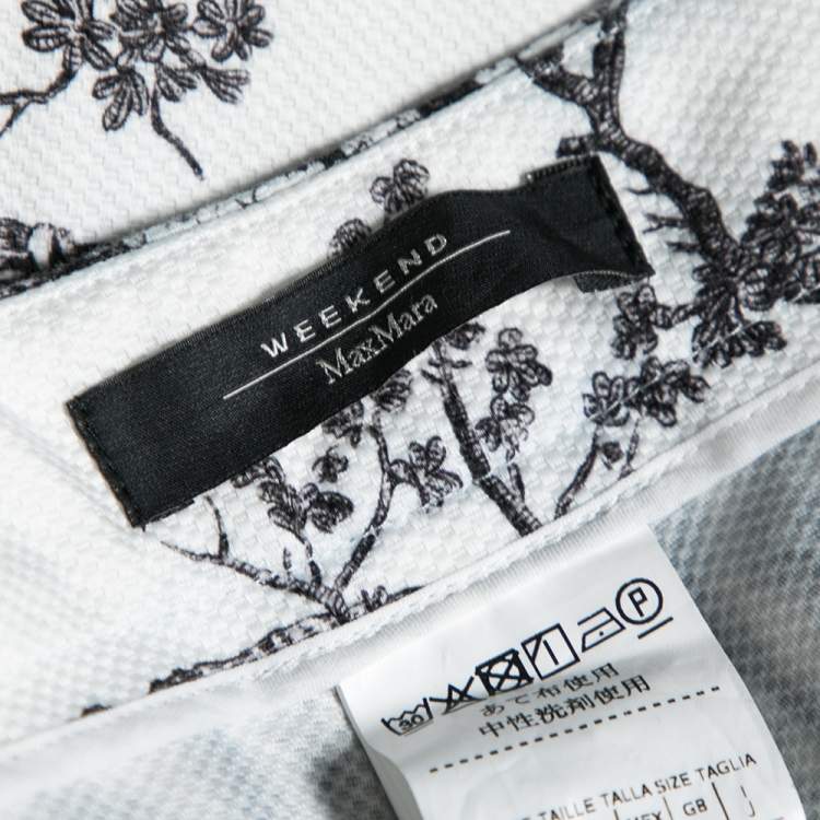 Pre Owned Weekend Max Mara White Printed Cotton Embroidered Detailed Pants L