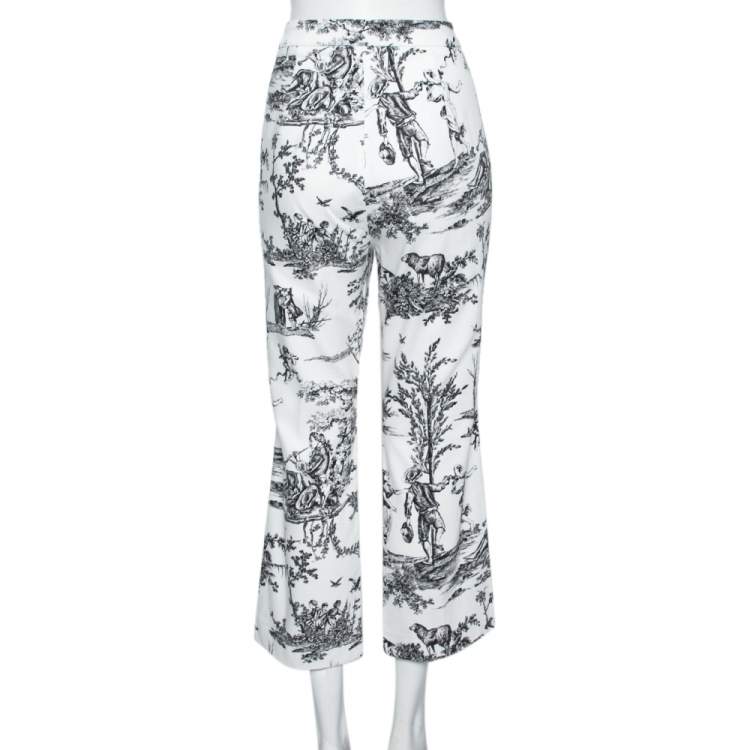 Pre Owned Weekend Max Mara White Printed Cotton Embroidered Detailed Pants L