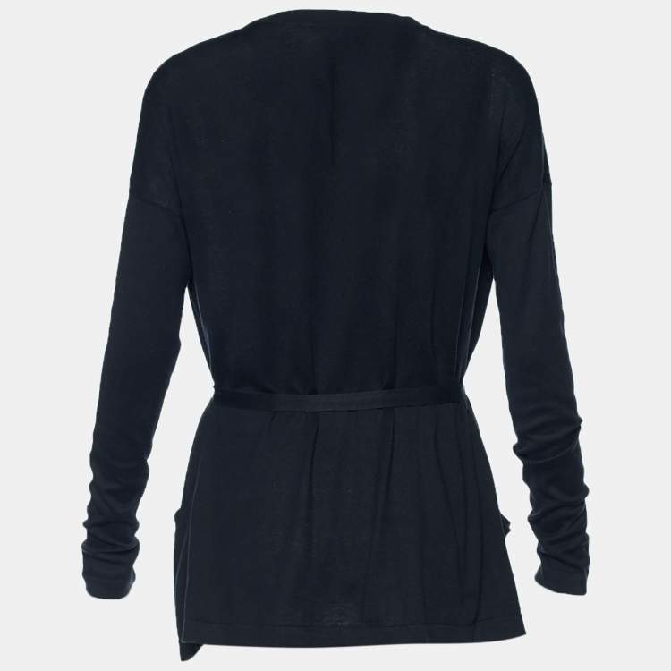 Pre Owned Weekend Max Mara Black Knit Open Front Cardigan S