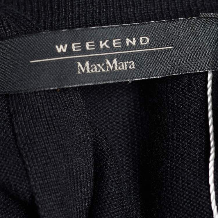 Pre Owned Weekend Max Mara Black Knit Open Front Cardigan S