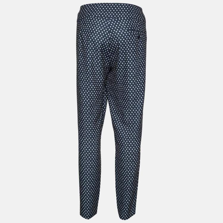 Pre Owned Weekend Max Mara Black Dot Print Crepe Tapered Trousers M