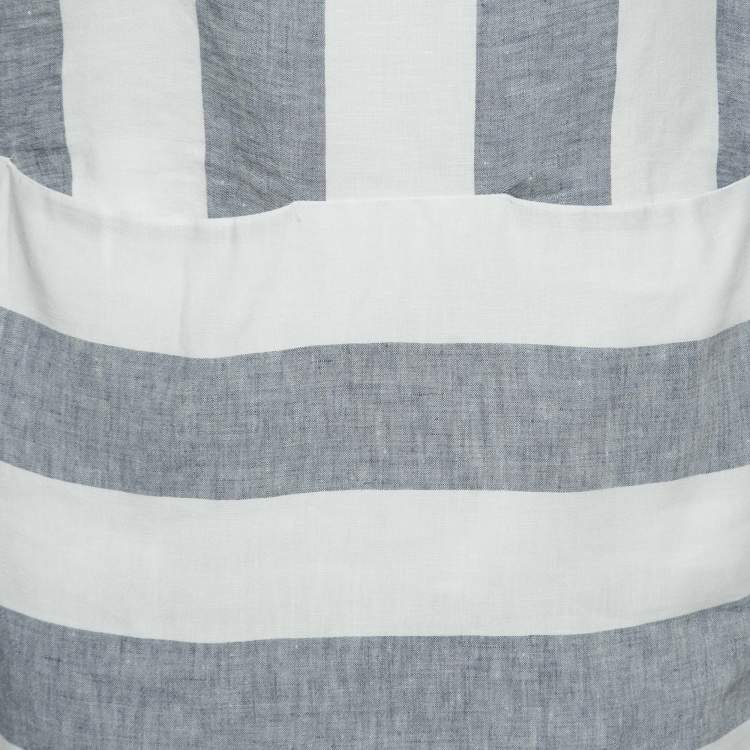 Pre Owned Weekend Max Mara Blue & White Striped Linen Dress M