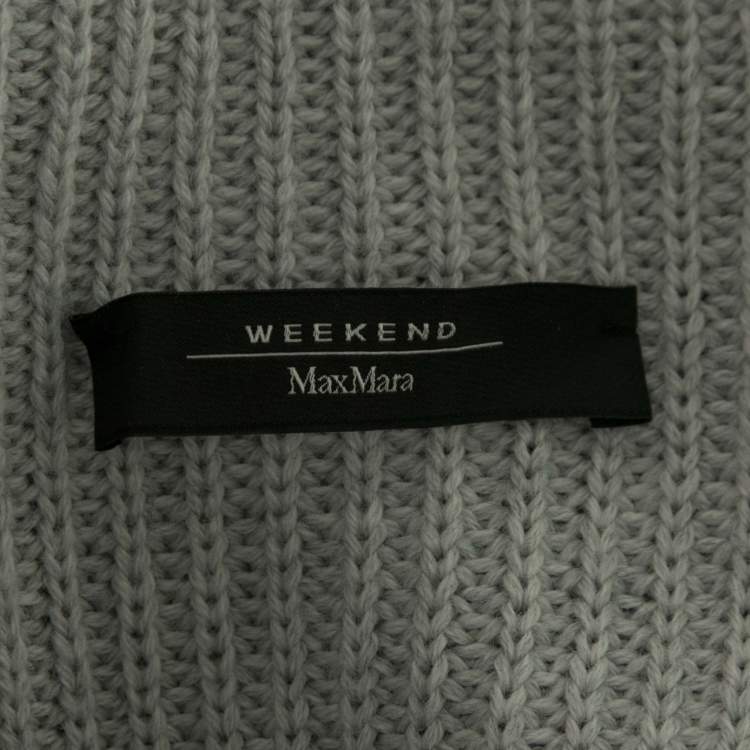 Pre Owned Weekend Max Mara Grey Wool Belted Sleeveless Cardigan M