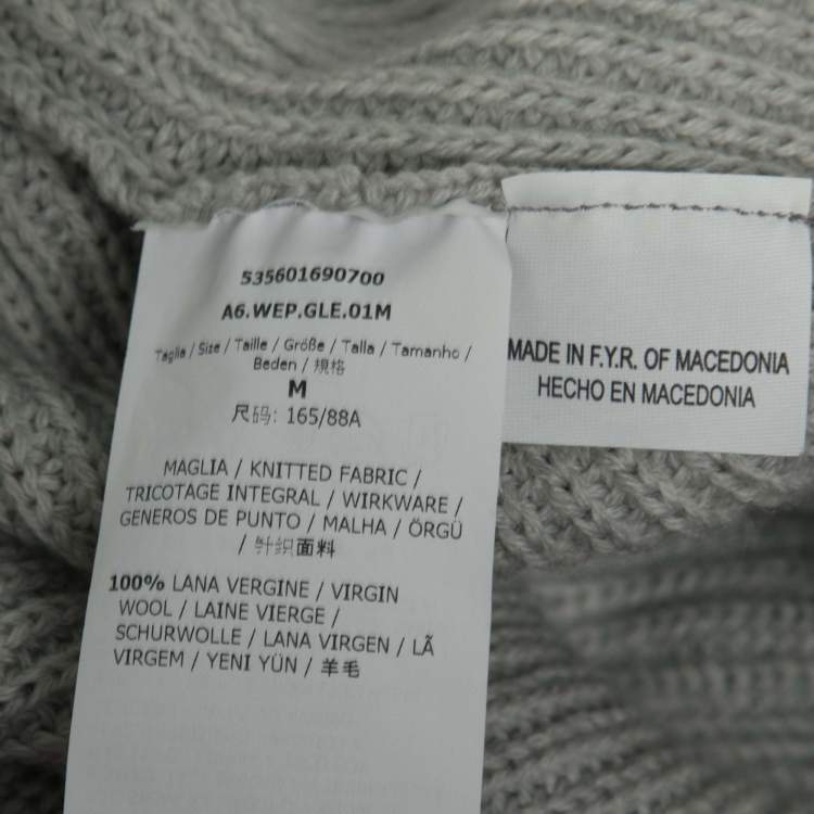 Pre Owned Weekend Max Mara Grey Wool Belted Sleeveless Cardigan M