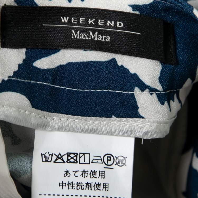 Pre Owned Weekend Max Mara Blue Printed Crepe Tailored Trousers M