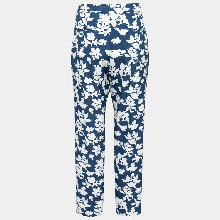 Pre Owned Weekend Max Mara Blue Printed Crepe Tailored Trousers M