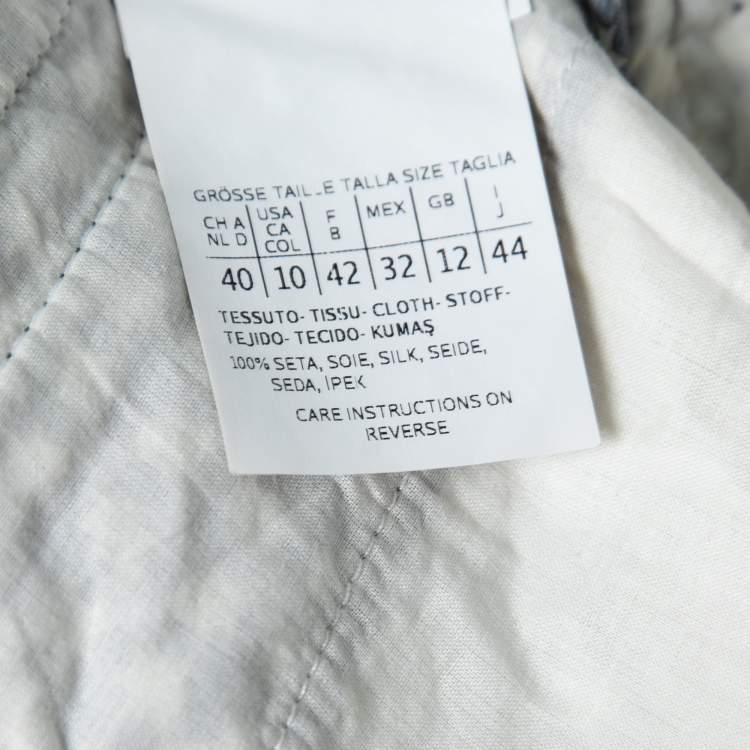 Pre Owned Weekend Max Mara Indigo & White Printed Silk Palazzo Trousers M