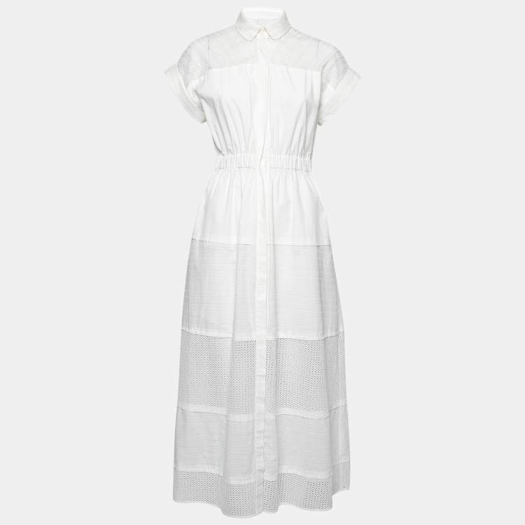 Weekend Max Mara White Eyelet Cotton Button Front Shirt Dress M Weekend ...