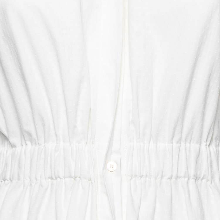 Pre Owned Weekend Max Mara White Eyelet Cotton Button Front Shirt Dress M