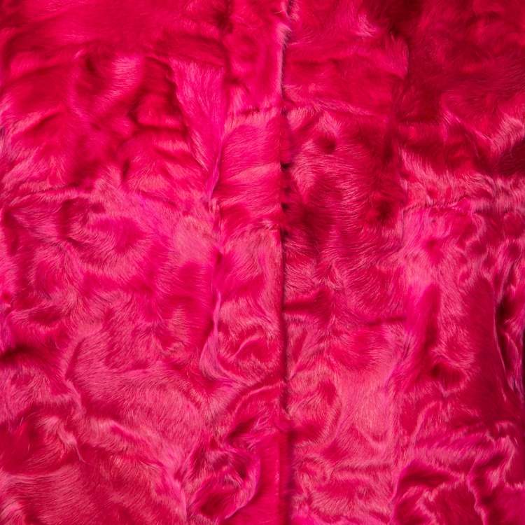 Pre Owned Weekend Max Mara Magenta Synthetic Faux Fur Jacket M