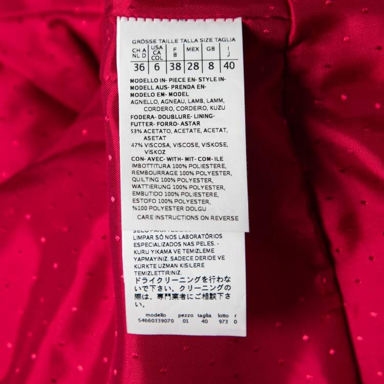 Pre Owned Weekend Max Mara Magenta Synthetic Faux Fur Jacket M