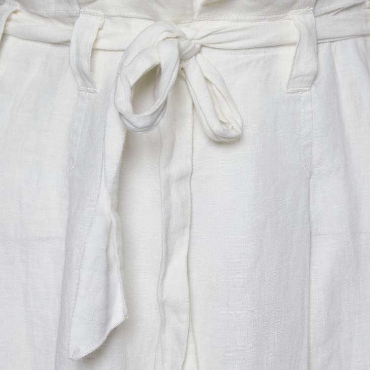 Pre Owned Weekend Max Mara White Linen Pleated Maxi Skirt M