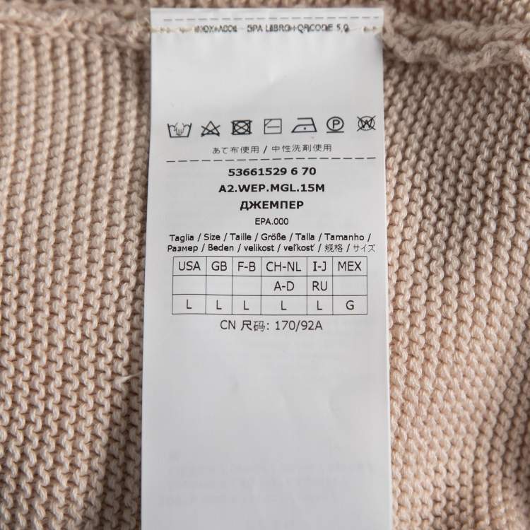 Pre Owned Weekend Max Mara Cream Cotton Knit Sweater L