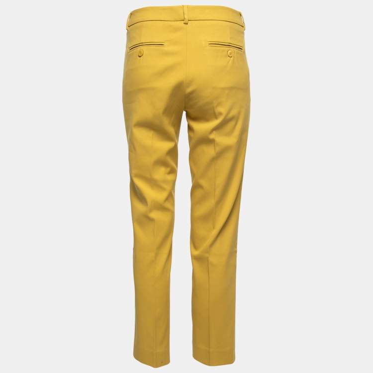 Pre Owned Weekend Max Mara Yellow Cotton Tapered Leg Trousers M