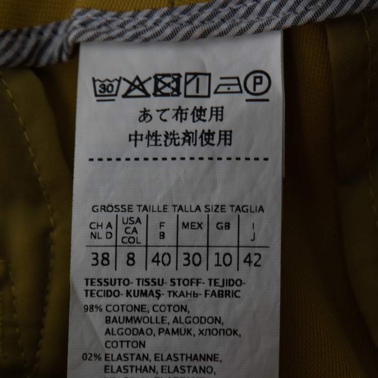 Pre Owned Weekend Max Mara Yellow Cotton Tapered Leg Trousers M