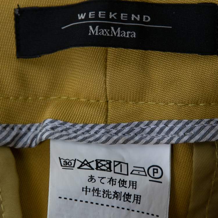 Pre Owned Weekend Max Mara Yellow Cotton Tapered Leg Trousers M