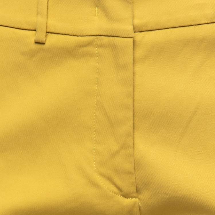 Pre Owned Weekend Max Mara Yellow Cotton Tapered Leg Trousers M