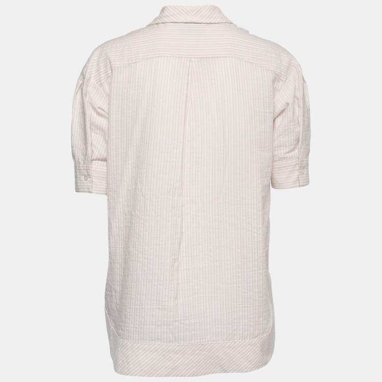 Pre Owned Weekend Max Mara White Striped Cotton Button Front Shirt S