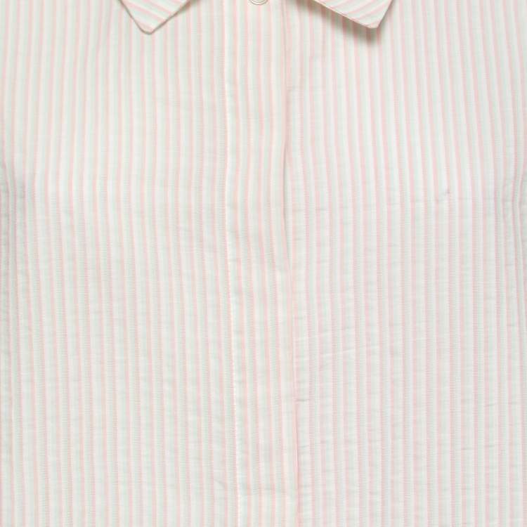 Pre Owned Weekend Max Mara White Striped Cotton Button Front Shirt S