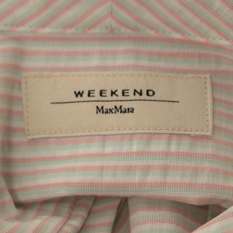 Pre Owned Weekend Max Mara White Striped Cotton Button Front Shirt S