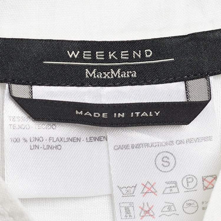 Pre Owned Weekend Max Mara Ivory Linen Button Front Shirt S