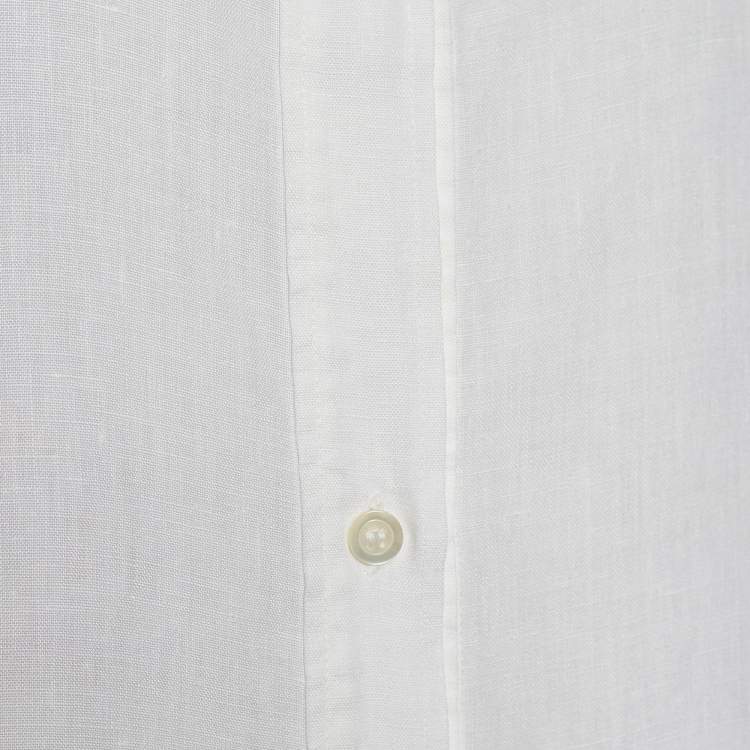 Pre Owned Weekend Max Mara Ivory Linen Button Front Shirt S