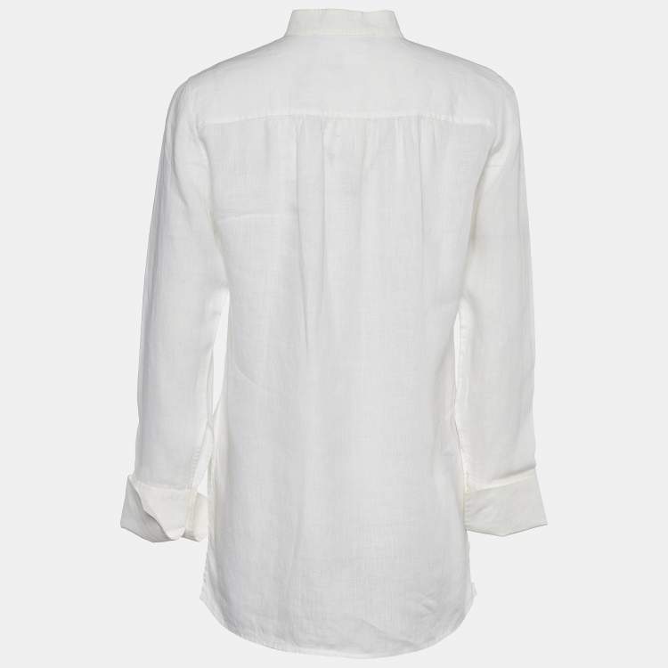 Pre Owned Weekend Max Mara Ivory Linen Button Front Shirt S