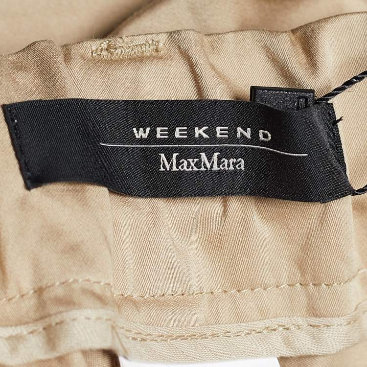 Pre Owned Weekend Max Mara Beige Cotton Chino Trousers S