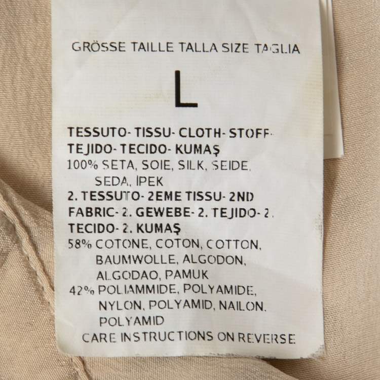 Pre Owned Weekend Max Mara Beige Silk & Cotton Overlay Collared Top L