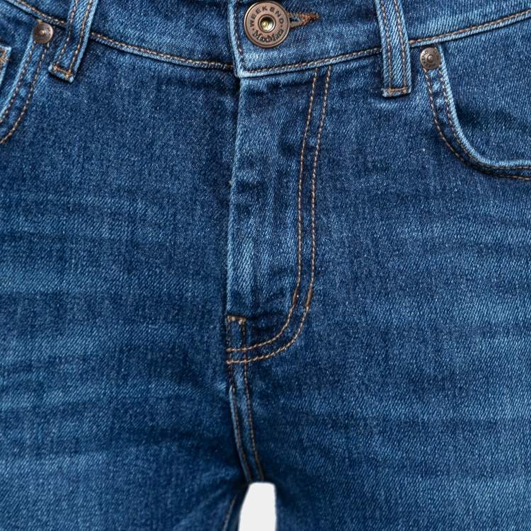 Pre Owned Weekend Max Mara Blue Denim Cropped Cigarette Fit Jeans Waist 26"