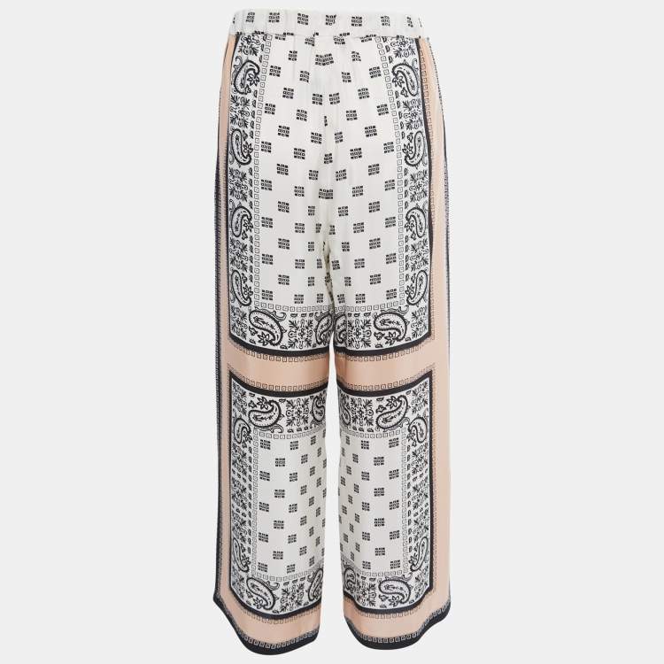 Pre Owned Weekend Max Mara Pink & Black Printed Silk Pants S