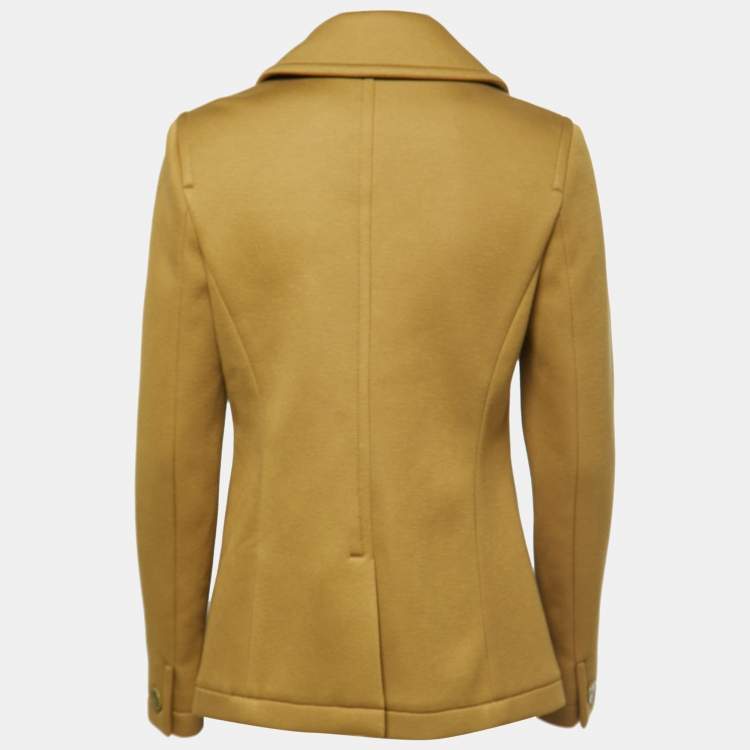 Pre Owned Weekend Max Mara Olive Green Neoprene Double-Breasted Coat M