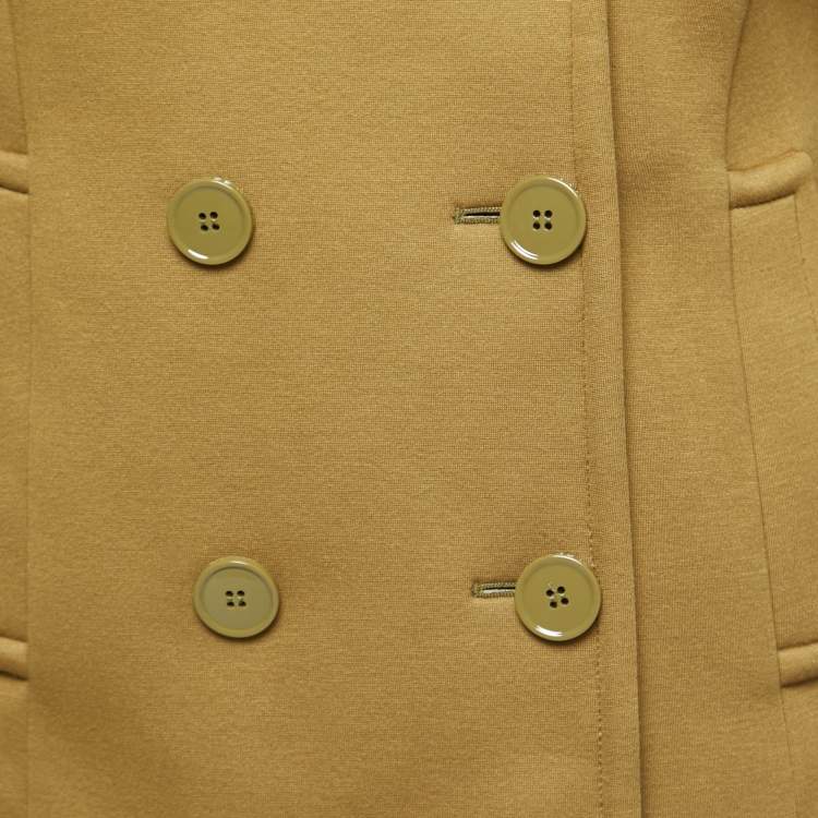 Pre Owned Weekend Max Mara Olive Green Neoprene Double-Breasted Coat M