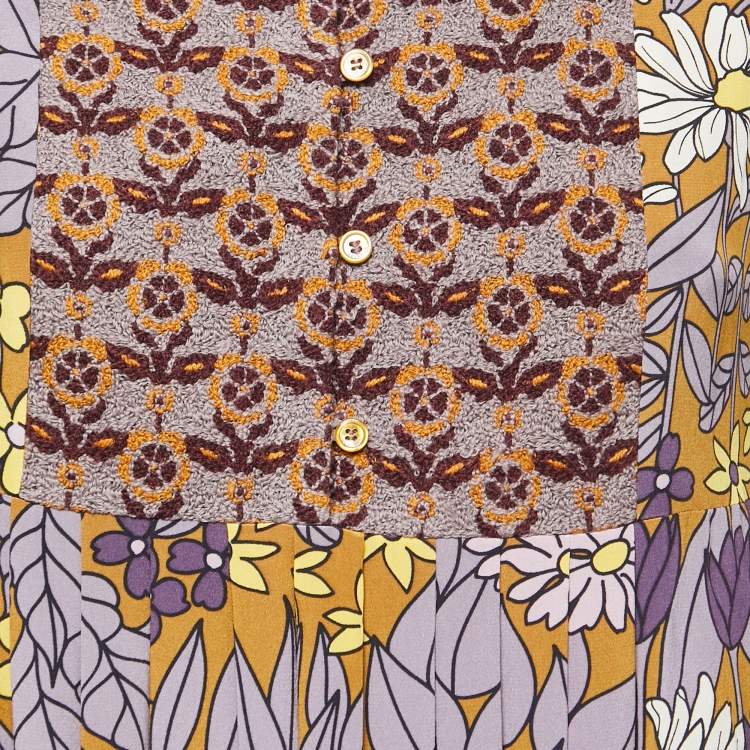 مملوكة مسبقًا Weekend Max Mara Purple Floral Print Silk Embroidered Long Dress S