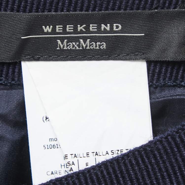 Pre Owned Weekend Max Mara Navy Blue Wool Pleated Maxi Skirt XS