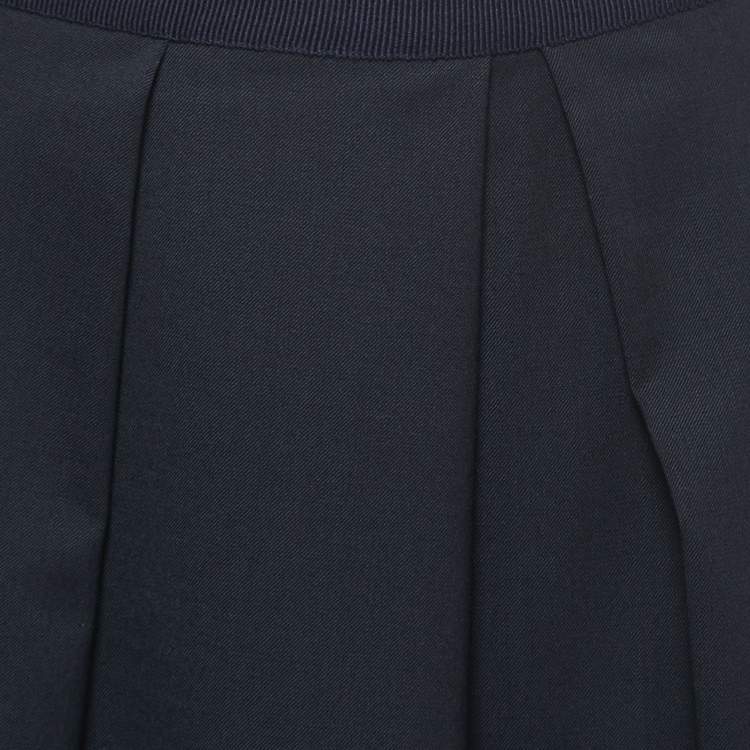 Pre Owned Weekend Max Mara Navy Blue Wool Pleated Maxi Skirt XS