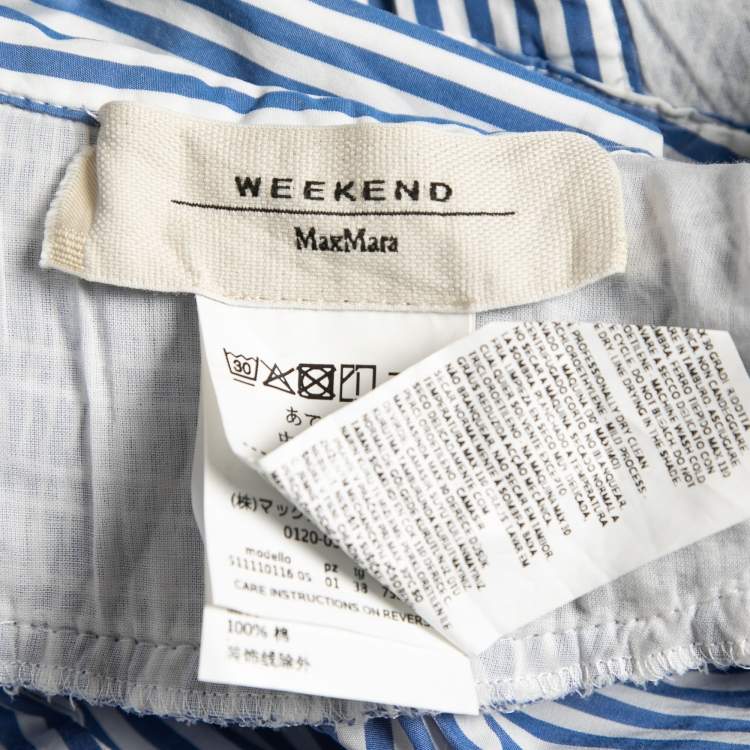 Pre Owned Weekend Max Mara Blue Striped Cotton Short Sleeve Shirt S