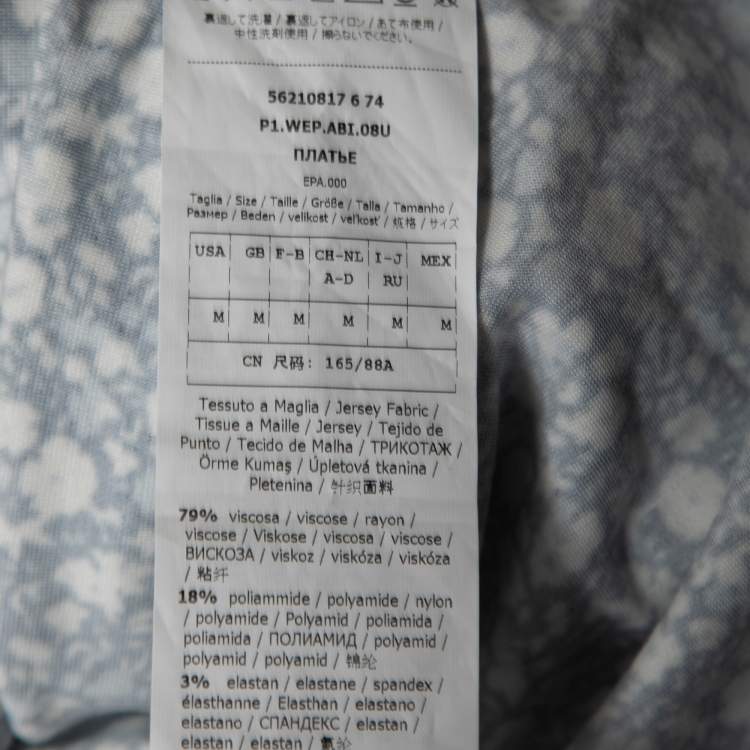 Pre Owned Weekend Max Mara Blue Floral Printed Jersey Wrap Midi Dress M