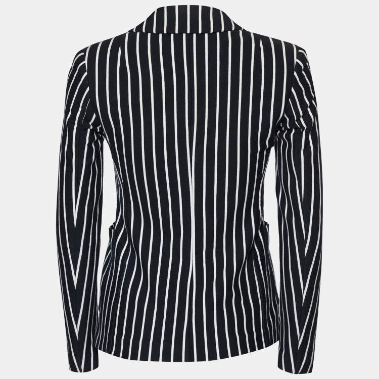 Pre Owned Weekend Max Mara Black Striped Cotton Knit Blazer XS