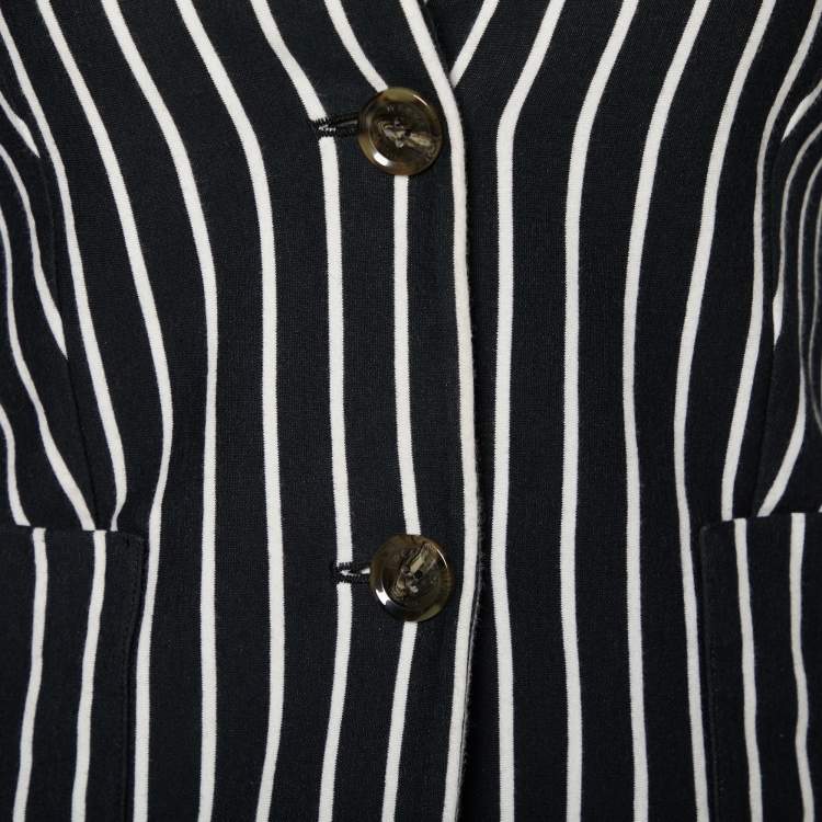 Pre Owned Weekend Max Mara Black Striped Cotton Knit Blazer XS